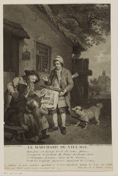 Vándor nyomat eladó egy faluban Le Marchand de Village (cím az objektumon) alkotó: Antoine Louis Romanet