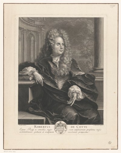 Robert de Cotte portréja egy könyvre támaszkodva a klasszikus építészetben Robert De Cotte (cím a tárgyon) alkotó: Antoine Trouvain
