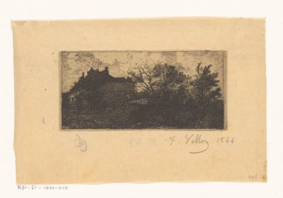 Táj házakkal a kerítés mögött és fákkal az előtérben alkotó: Antoine Vollon (signed by artist)