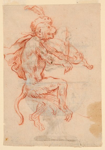 Hegedűn játszó majom alkotó: Antoine Watteau