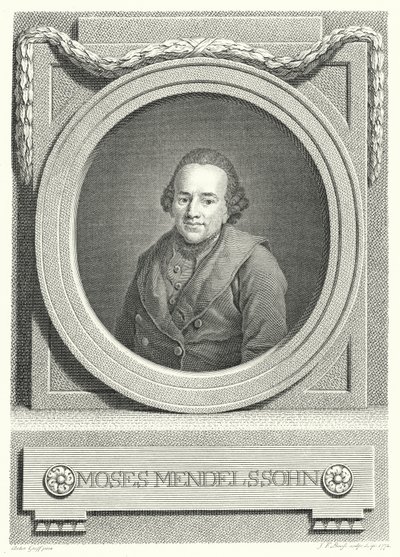 Moses Mendelssohn német zsidó filozófus (metszet) alkotó: Anton (after) Graff