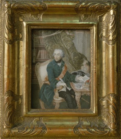 Frigyes porosz király Hohenzollern kabátjában, 1769 (akvarell elefántcsonton) alkotó: Anton Friedrich Konig