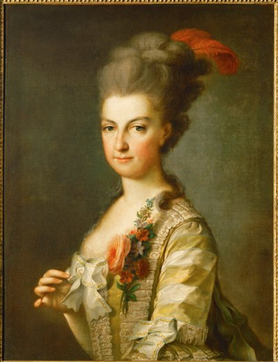 Marie-Christine főhercegnő csíkos selyemruhában (festmény, vászon) alkotó: Anton Graff