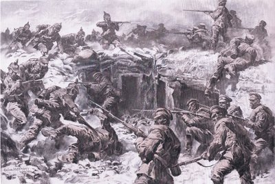 A moszkvai gránátoshadtest veresége a sziléziai, porosz és birodalmi német csapatok által, a The Illustrated History of the World War 1914-1915 pubból. az Union Berlagsefellfchaft alkotó: Anton Hoffman
