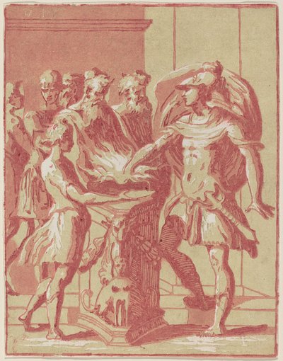 Mucius Scaevola tűzbe teszi a kezét alkotó: Anton Maria Zanetti I after Parmigianino
