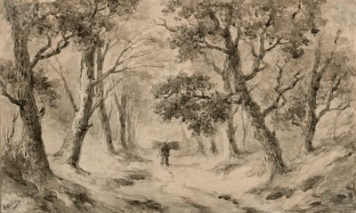 Egy fagyűjtő az erdőben (barna tinta és mosás súrolópapíron) alkotó: Anton Mauve