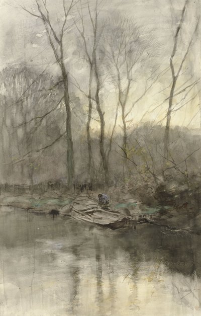 Erdő szélén a vízen alkotó: Anton Mauve