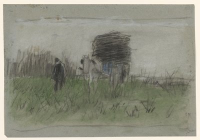 Férfi lóval és kocsival a dűnékben alkotó: Anton Mauve
