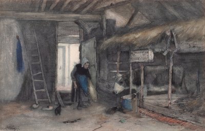 Reggeli házimunka, 1850-90 körül (akvarell, papír) alkotó: Anton Mauve