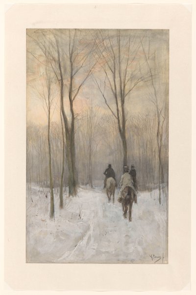 Lovasok a hóban a Haagse Bosban Lovasok a hóban a hágai erdőben alkotó: Anton Mauve