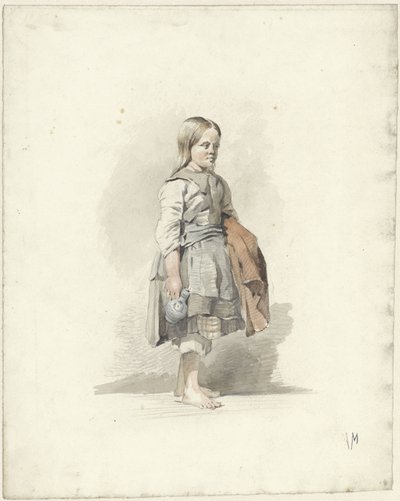 Álló lány kancsóval és köpennyel a hóna alatt alkotó: Anton Mauve