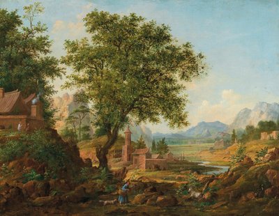Kínai táj személyzettel, 1830-1840-es évek. alkotó: Anton Mikhaylovich Legashov