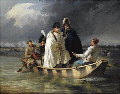 Napóleon elhagyja a Lobaut az 1845-ös asperni csatában elszenvedett vereség után alkotó: Anton Ritter von Perger