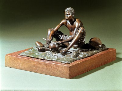 Ülő férfi fazékkal (bronz tölgyfa alapon) alkotó: Anton van Wouw
