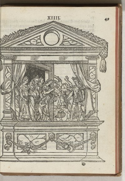 Harmadik feldíszített állvány színpaddal: a herceg kiszabadítja az erényeket a fogságból, 1577 alkotó: Antoni van Leest