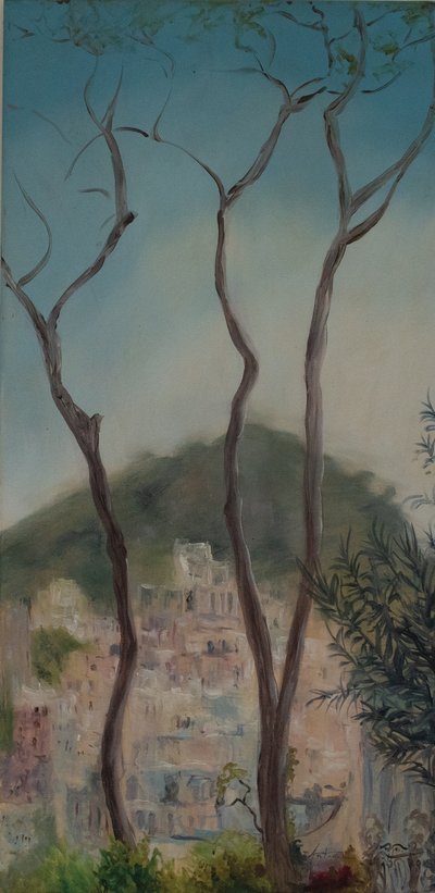 Italian trees, Almalfi coast, 2018 (oil on canvas) alkotó: Antonia Myatt