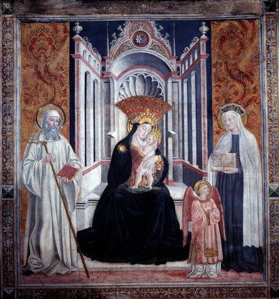 Szűz Szent Benedek és Szent Francesca Romana között (Freskó alkotó: Antoniazzo Romano