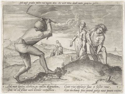 A föld kiegyenlítése Gabonatermesztés (sorozat címe) alkotó: Antonie Wierix (II) (possibly)
