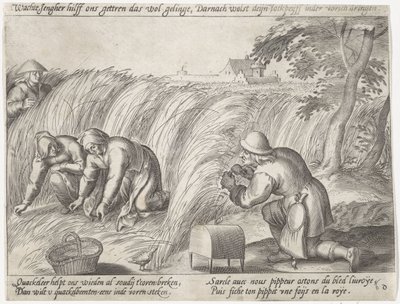 Gyomlálás a földön Gabonatermesztés (sorozat címe) alkotó: Antonie Wierix (II) (possibly)