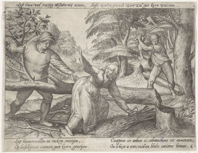 Az erdő megtisztítása Gabonatermesztés (sorozat címe) alkotó: Antonie Wierix (II) (possibly)