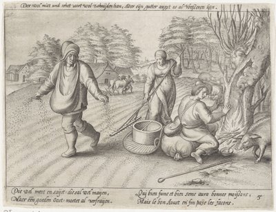 Vess a földre Gabonatermesztés (sorozat címe) alkotó: Antonie Wierix (II) (possibly)