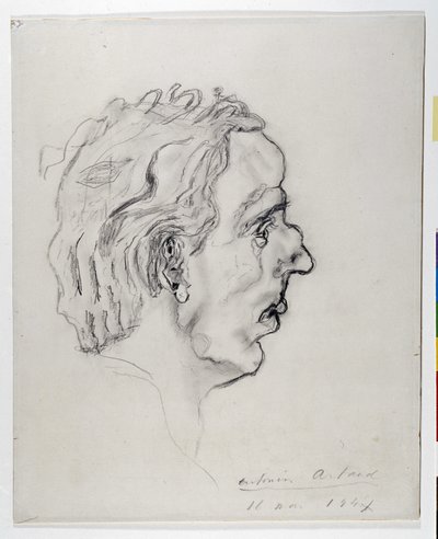 Jacques Prevel (1915-1951) költő portréja profilból - május 11. alkotó: Antonin Artaud