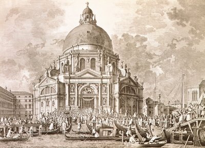 Hercegi ünnepségek, velencei dózse és signoria az Egészségadó Boldogasszony éves ünnepén alkotó: Antonio (after) Canaletto