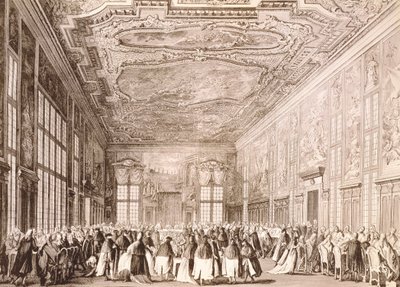 Hercegi mulatság, a velencei dózse bankettje a külföldi delegációk képviselőinek tiszteletére alkotó: Antonio (after) Canaletto