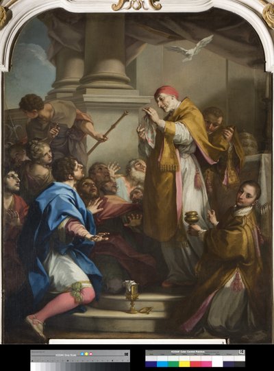 Szent Gergely mutatja a vérrel szennyezett tizedest (lásd még: 3498745) alkotó: Antonio Balestra