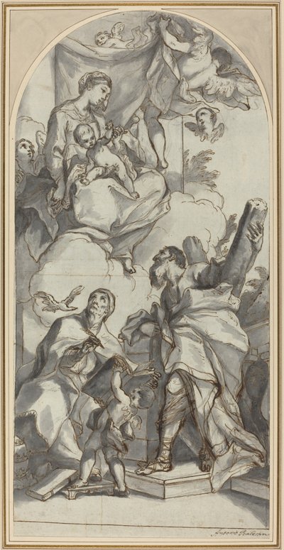 A Madonna és a gyermek a dicsőségben Szent Nagy Gergellyel és Andrással alkotó: Antonio Balestra