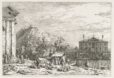 Nézetek: Város a folyón túl, 1735-1746. alkotó: Giovanni Antonio Canal