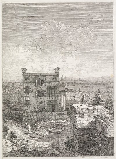 Kilátás: Hat oszloppal körülvett ház alkotó: Antonio Canaletto