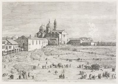 Kilátás: Szent Justina templom Prà della Valle-ban, Padova alkotó: Antonio Canaletto