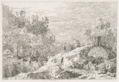 Kilátások: Hegyi táj öt híddal, 1735-1746. alkotó: Giovanni Antonio Canal