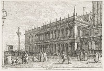 Nézetek: Könyvtár, Velence, 1735-1746. alkotó: Giovanni Antonio Canal