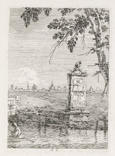 Kilátások: A kis emlékmű a fa alatt alkotó: Antonio Canaletto