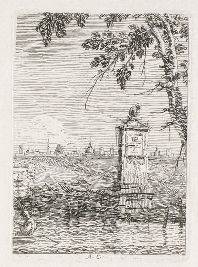 Nézetek: A kis emlékmű a fa alatt, 1735-1746. alkotó: Giovanni Antonio Canal