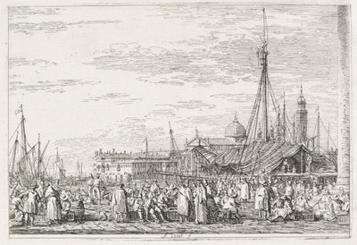 Megtekintések: Piac a Molo-n alkotó: Antonio Canaletto