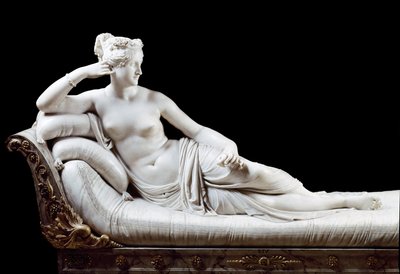 Pauline Bonaparte, Borghese hercegnő (1780-1825) I. Napóleon nővére, akit Antonio Canova (1757-1822) Győzelmes Vénusz márványszobrában képviselt 1804-1808 Róma, Galleria Borghese alkotó: Antonio Canova