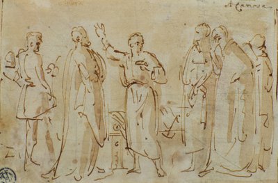 Socrates Drinks the Cup of Hemlock, 1787 körül (toll és tinta szépia mosással a papíron) alkotó: Antonio Canova