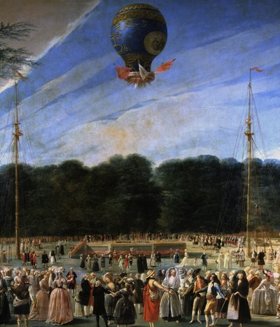 Egy Montgolfier ballon felemelkedése Madridban 1784. júl. 5. alkotó: Antonio Carnicero