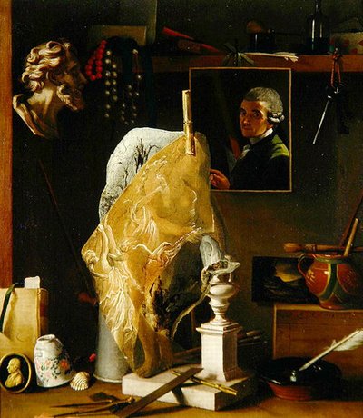 Csendélet tárgyak önarcképével alkotó: Antonio Cioci or Ciocchi