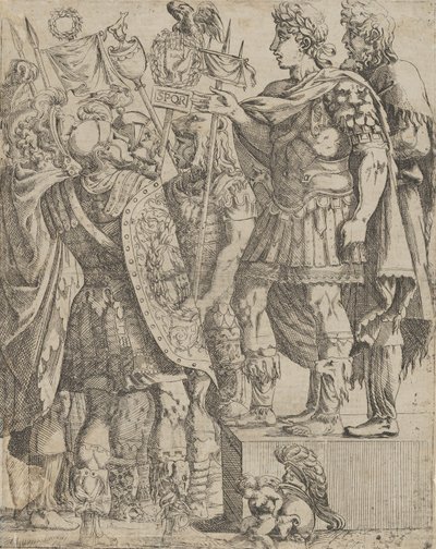 Császár beszédet mond katonáihoz, kb. 1542-45. alkotó: Antonio Fantuzzi