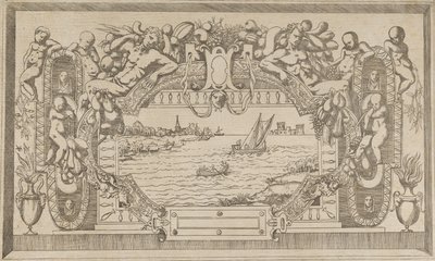 Táj díszkerettel, kb. 1543. alkotó: Antonio Fantuzzi