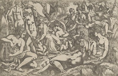 Múzsák a Parnasszus hegy lábánál, 1540-45. alkotó: Antonio Fantuzzi