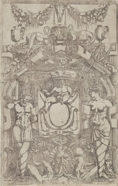 Kis üres ovális dísz, 1540-45. alkotó: Antonio Fantuzzi