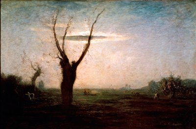 Április Táj késő tél egy fával, még mindig levelek nélkül. Antonio Fontanesi (1812-1882) festménye alkotó: Antonio Fontanesi