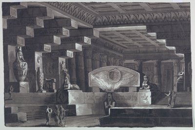 Színpadtervezés, az egyiptomi templom belseje alkotó: Antonio Giuseppe Basoli