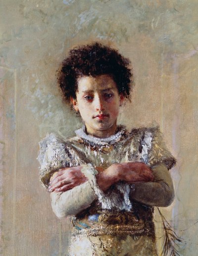 Akrobata, részlet, Antonio Mancini (1852-1930), olaj, vászon, 250,5x111,5 cm alkotó: Antonio Mancini