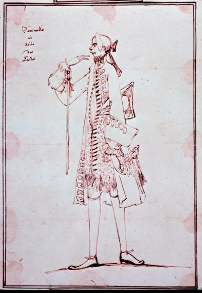 Carlo Broschi portréja, Farinelli (1705-1782) Olasz castrato (castrat) Anton Maria Zanetti (1680-1767) rajzfilmje. 18. század. Magángyűjtemény. alkotó: Antonio Maria Zanetti
